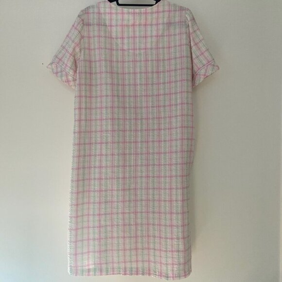 Miss Elaine Vintage Short Sleeve Button Down Nightgown With Pockets Size Large - Picture 7 of 12